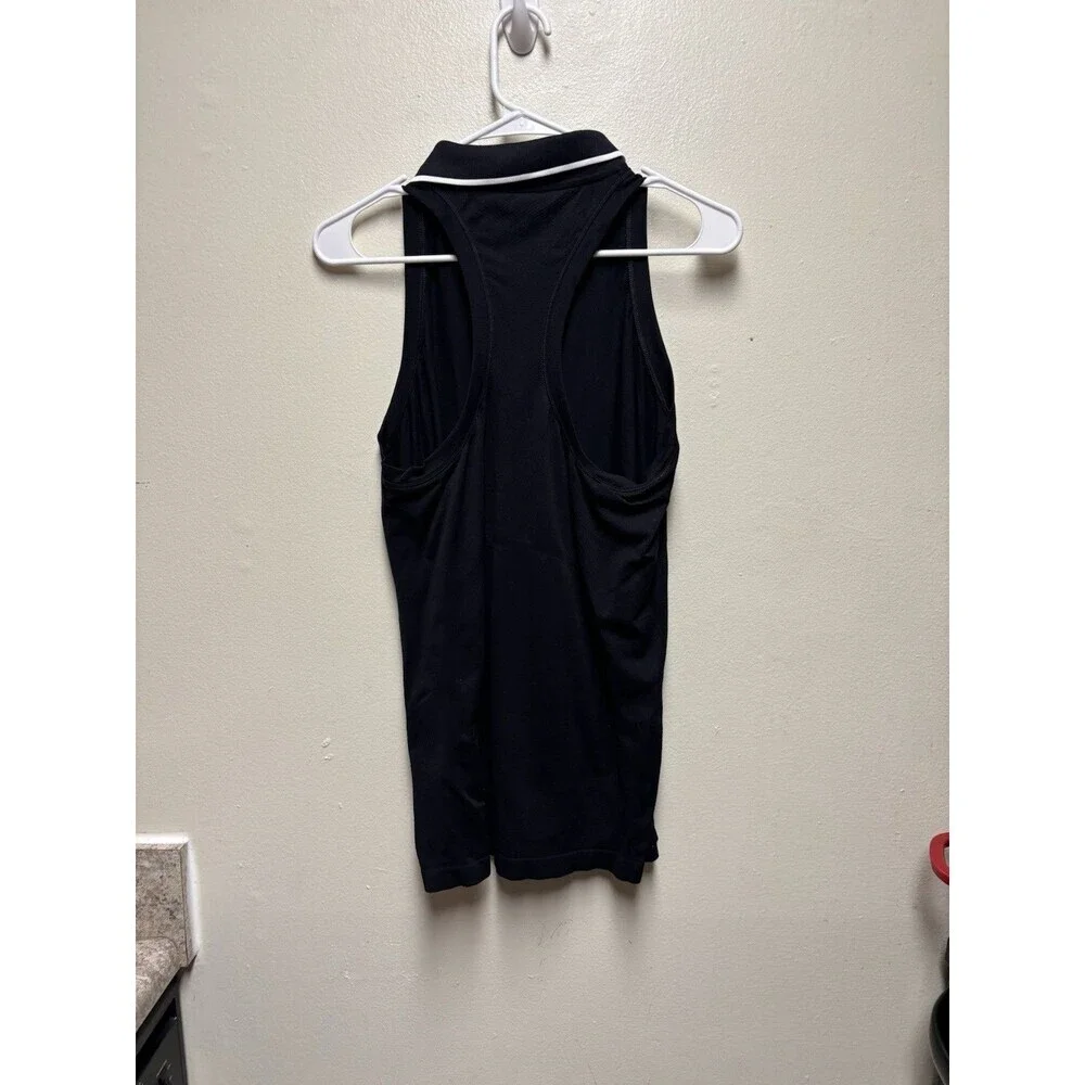 Athleta Women's XL Tank Top Black  Momentum Seamless Polo Racerback 1/4 Zip Gym - Picture 4 of 6